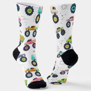 Chaussette Camions monstres aquarelles pour enfants