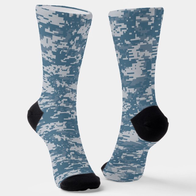 Chaussette Camouflage militaire bleu de la marine numérique (Angulaire)