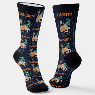 Chaussette Capricorne Constellation Zodiaque Aquarelle Galaxi