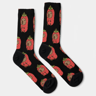 Chaussette Capybara en costume de fraise Chaussettes   Animal