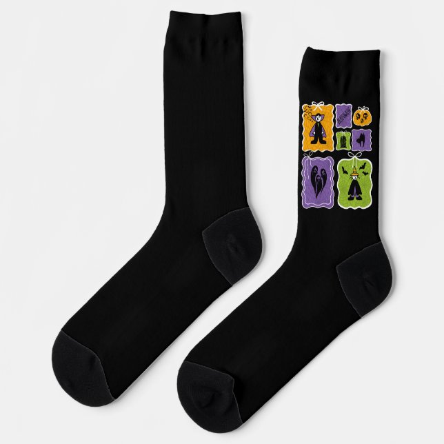 Chaussette Caractères d'Halloween mignonne Vampire et sorcièr (Gauche)