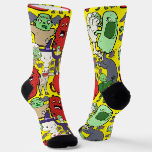 Chaussette Caricature de fantôme vibrante haut de gamme Jaune