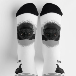Chaussette Carlin Noir Mops Chien race Design avec nom person