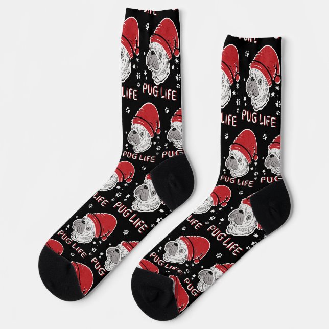 Chaussette Carlin Vie Animal Père Noël Noël (Gauche)