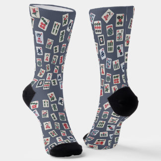 Chaussette Carreaux de Mahjong bleu foncé