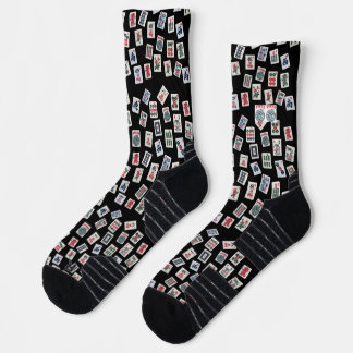 Chaussette Carreaux MahJong (symboles) sur le noir