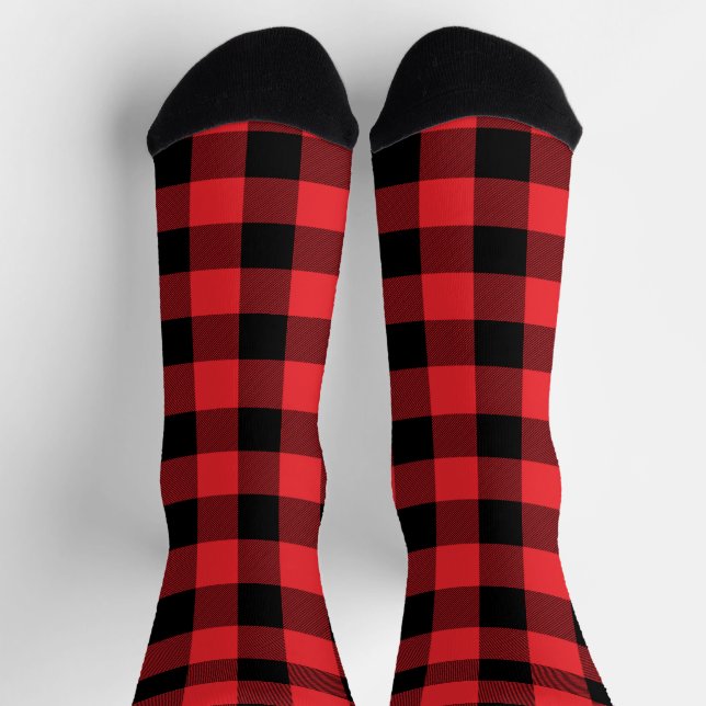Chaussette Carreaux Rouge Noir Buffalo (Haut)