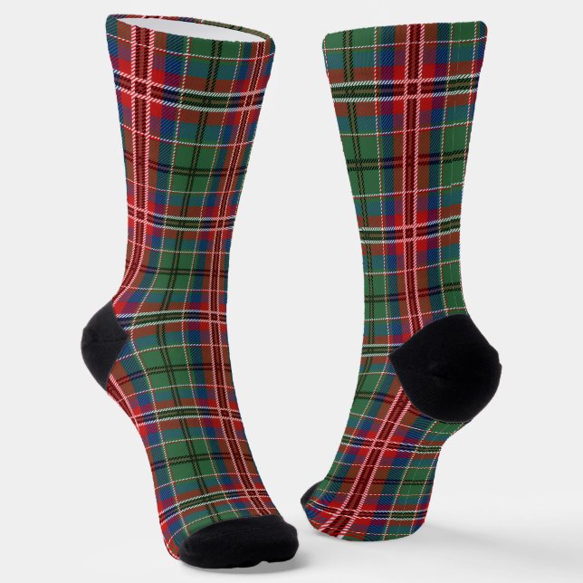 Chaussette Carreaux Rustique Rouge Vert Tartan (Angulaire)