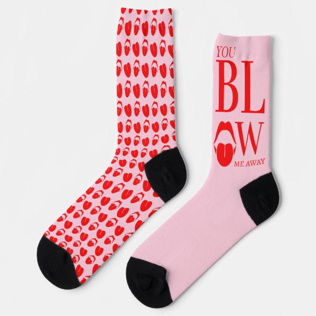 Chaussette Carte Jour des Valentines Rouge Rose (Gauche)