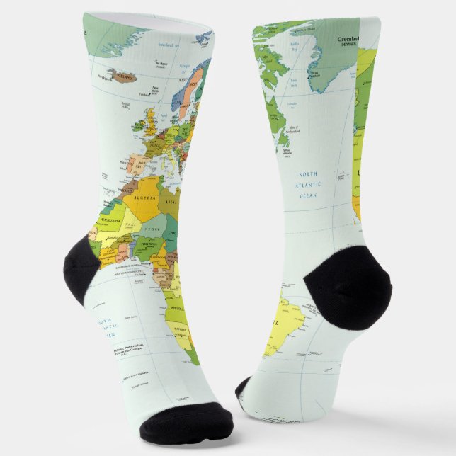 Chaussette Carte mondiale Globe Pays Atlas (Angulaire)