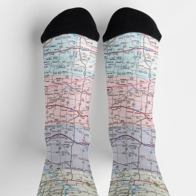 Chaussette Carte routière du Midwest américain (Haut)
