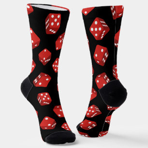 Chaussette Casino Craps Red Dice sur le Motif noir