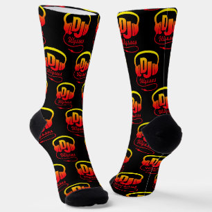 Chaussette Casque DJ nom personnalisé rouge jaune noir