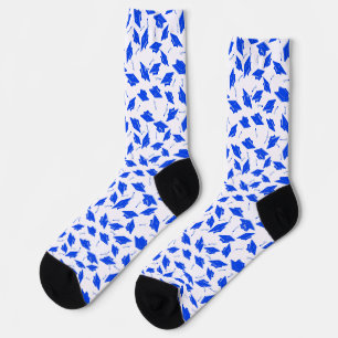 Chaussette Casquettes bleues de graduation jetées en l'air su
