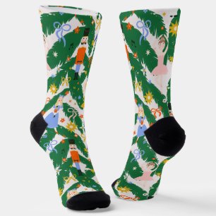 Chaussette Casse-Noisette de Noël Rose Clair Ballet Amusant