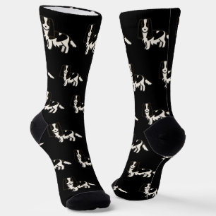 Chaussette cavalier roi charles spaniel toon noir et blanc