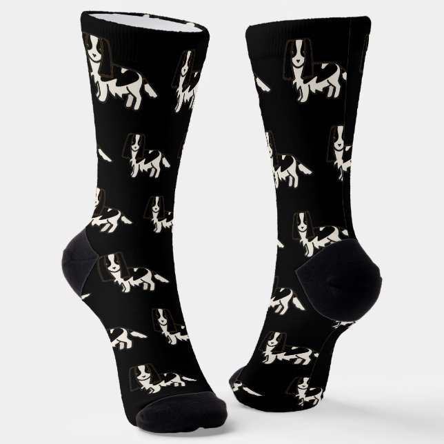Chaussette cavalier roi charles spaniel toon noir et blanc (Angulaire)