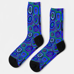 Chaussette Cercle Carré Kandinsky Farbstudie Blue Quadrate