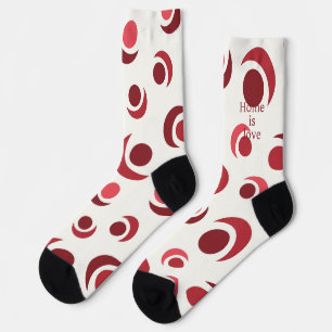 Chaussette Cercles abstraits et croissants en rouge