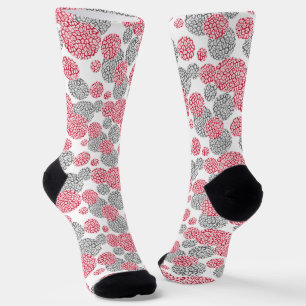 Chaussette Cercles avec imprimé léopard gris et rouge