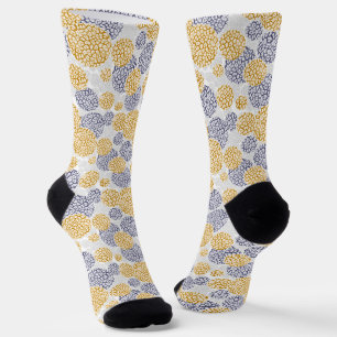 Chaussette Cercles avec imprimé léopard jaune et bleu