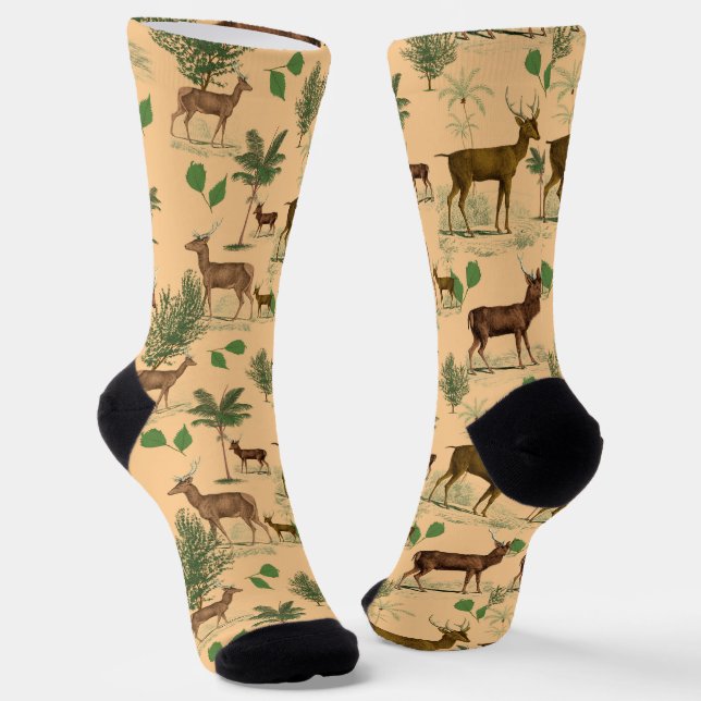 Chaussette Cerfs Et Arbres vintages (Angulaire)