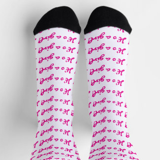 Chaussette C'est une fille ! Script rose foncé Bébé Révélatio