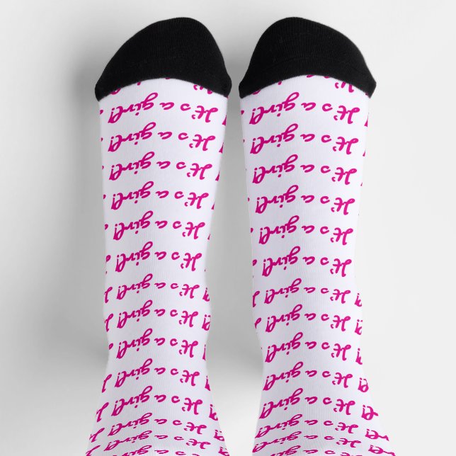 Chaussette C'est une fille ! Script rose foncé Bébé Révélatio (Haut)