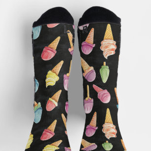 Chaussette Chalk crème glacée douce Dessin Motif noir