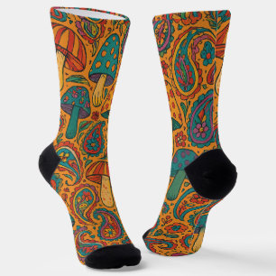 Chaussette Champignons psychédéliques rétro et Motif Paisley