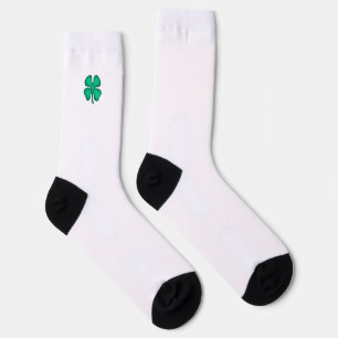 Chaussette Chance 4 feuilles irlandais Clocher blanc premium