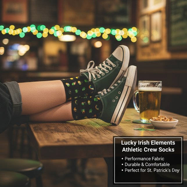 Chaussette Chanceux éléments irlandais Chaussettes d'équipage (Lucky Irish Elements Athletic Crew Socks)