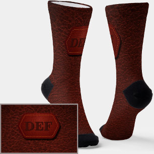 Chaussette Changer Initial, Écouter En Cuir Badge Rouge foncé