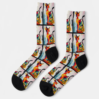Chaussette Chat Abstrait style des années 1960