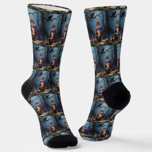 Chaussette Chat Abyssin  Peinture fantaisiste d'Halloween 