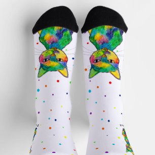 Chaussette Chat arc-en-ciel Chaussettes de l'équipage de poin
