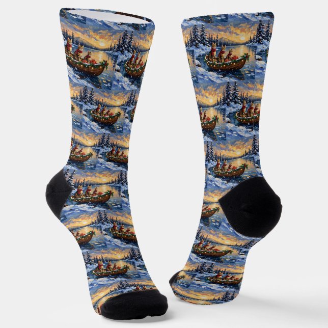 Chaussette Chat Bengal Noël Bateau Fêtes (Angulaire)