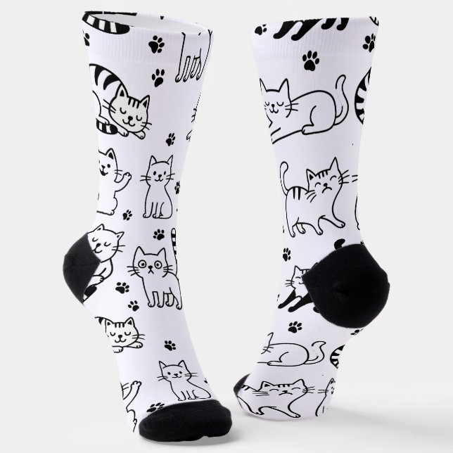 Chaussette Chat Empreinte de patte Joueur Chaussettes d'équip (Angulaire)