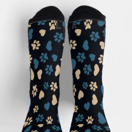 Chaussette Chat Empreintes de pattes et Coeurs Chaussettes Mo