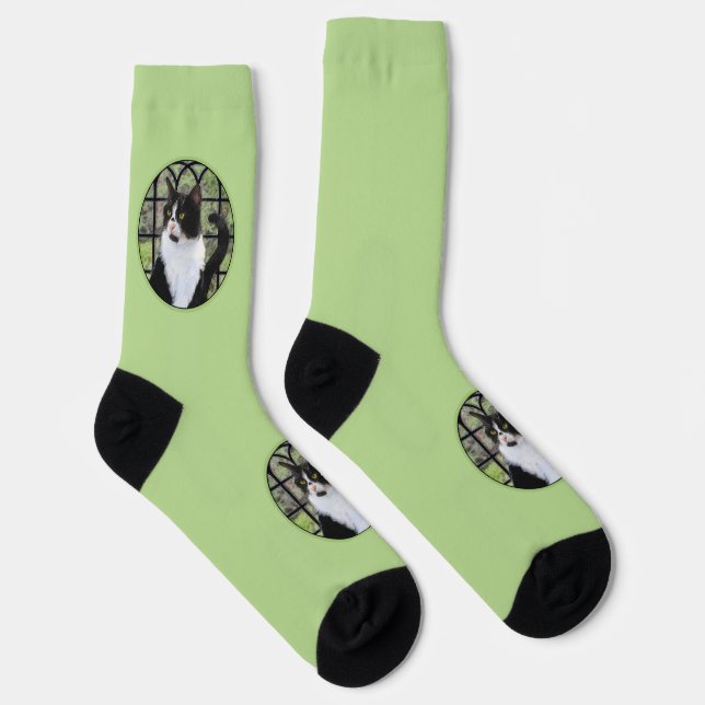 Chaussette Chat en smoking dans la peinture de fenêtre, œuvre (Droite)