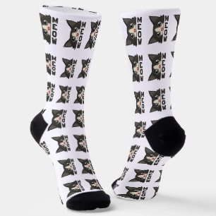 Chaussette Chat en smoking drôle regarde Pun