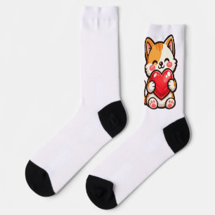 Chaussette Chat Mignon Cœur – Chat Kawaii Enlaçant un Cœur Ro