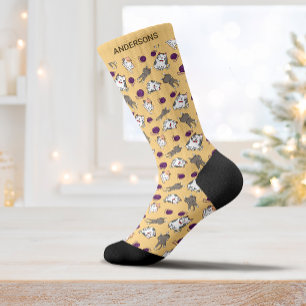 Chaussette Chat mignon Cool Hippie Chaussettes Jaunes