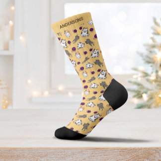 Chaussette Chat mignon Cool Hippie Chaussettes Jaunes