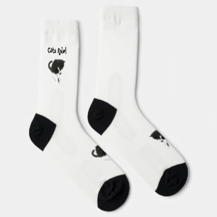 Chaussette Chat noir et blanc Art, Personnalisé