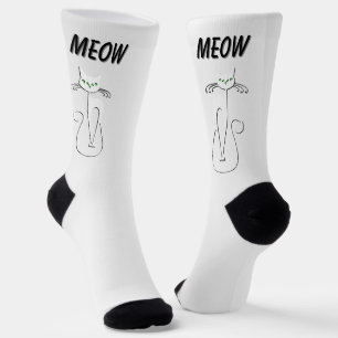 Chaussette Chat noir Slinky Miaou Yeux verts sur argent