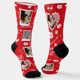 Chaussette Chat Personnalisé Photo Collage Chaussettes Avec N