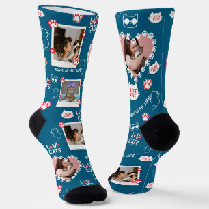 Chaussette Chat Personnalisé Photo Collage Chaussettes Avec N