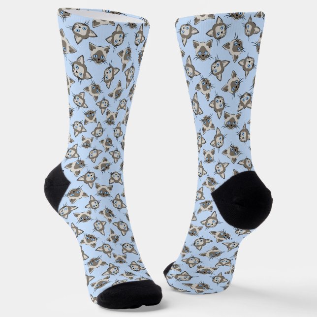 Chaussette Chat Siamese Blue Eyed face Motif d'art graphique (Angulaire)