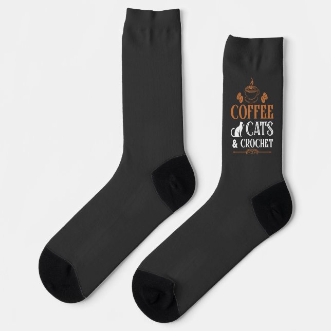 Chaussette Chats au café et chaussettes au crochet (Gauche)